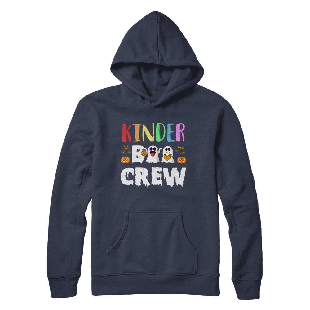 Cute Boo Crew Kindergarten Teacher Halloween-T-Shirt & Hoodie-Pullover Hoodie-Navy