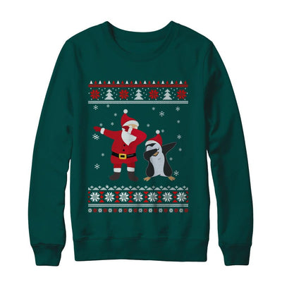 Dabbing Santa Penguin Dab Dance Ugly Christmas Sweater-T-Shirt & Sweatshirt-Crewneck Sweatshirt-Deep Forest