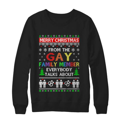 LGBT Merry Christmas From Gay Family Ugly Christmas Sweater-T-Shirt & Sweatshirt-Crewneck Sweatshirt-Black