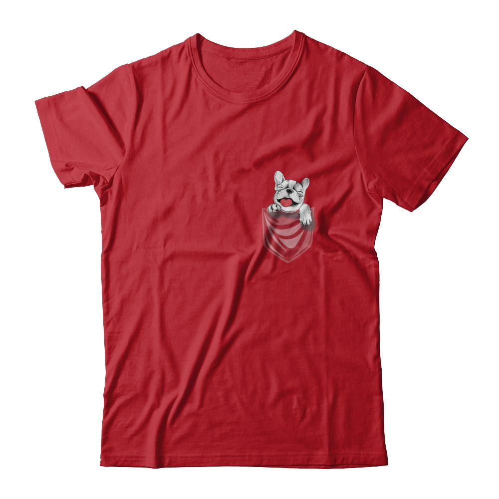 Funny Pocket French Bulldog Frenchie Dog Gift-T-Shirt & Hoodie-Classic T-Shirt-Red
