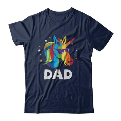 LGBT Pride Lesbian Gay Proud Dad Unicorn-T-Shirt & Hoodie-Classic T-Shirt-Navy
