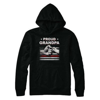 Proud Grandpa Fireman Firefighter Thin Red Line Flag Fathers Day-T-Shirt & Hoodie-Pullover Hoodie-Black