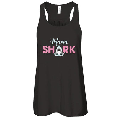 Mama Shark Lovers Best Mom-T-Shirt & Tank Top-Women's Flowy Racerback Tank-Black