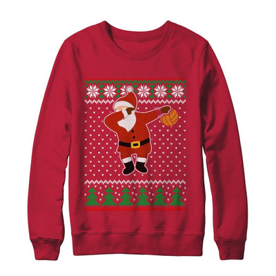 Dabbing Santa Volleyball Ugly Sweater Christmas-T-Shirt & Sweatshirt-Crewneck Sweatshirt-Red