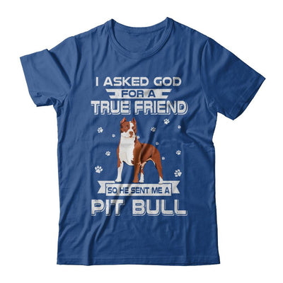 I Asked God For A True Friend So Sent Me Pitbull Dog-T-Shirt & Hoodie-Classic T-Shirt-Royal