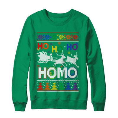 Ho Ho Ho Homo Santa LGBT Gay Ugly Christmas Sweater-T-Shirt & Sweatshirt-Crewneck Sweatshirt-Irish Green