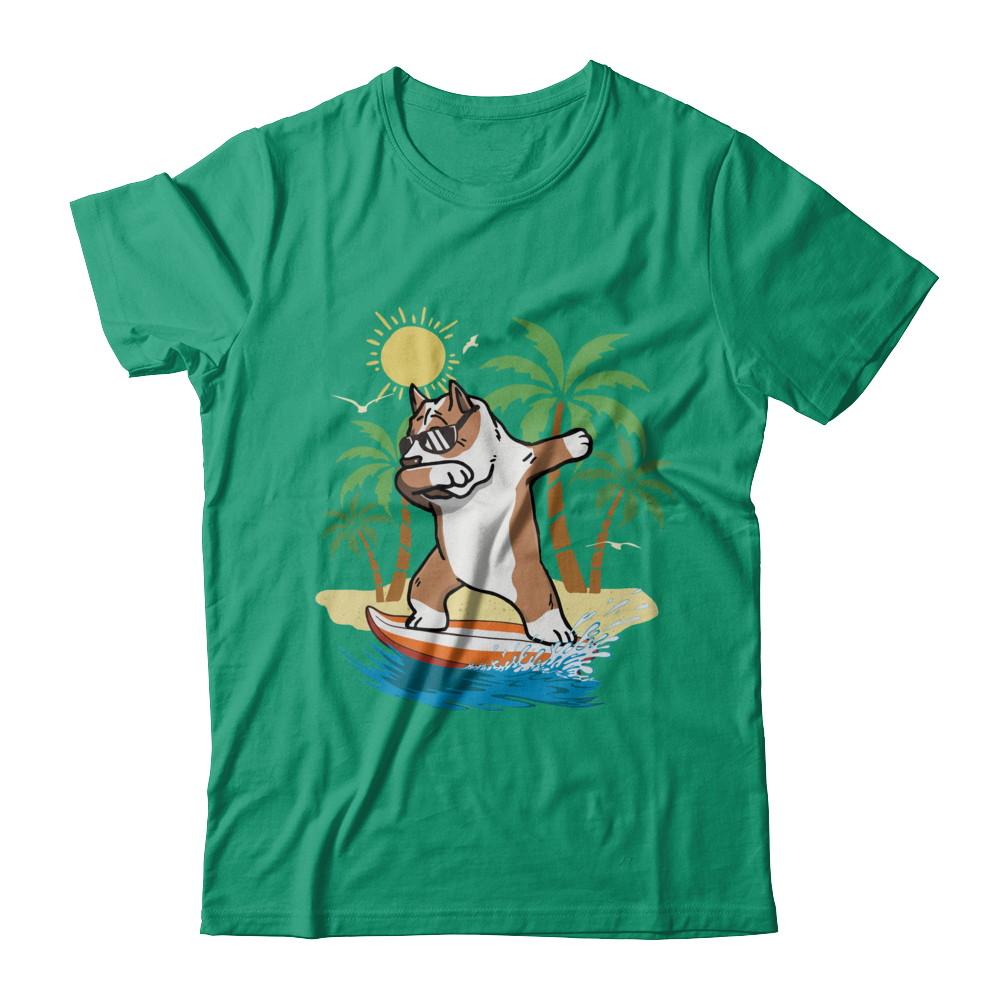 Summer Vacation Dabbing Pit bull Surfing Surfboard Gift-T-Shirt & Hoodie-Classic T-Shirt-Kelly Green