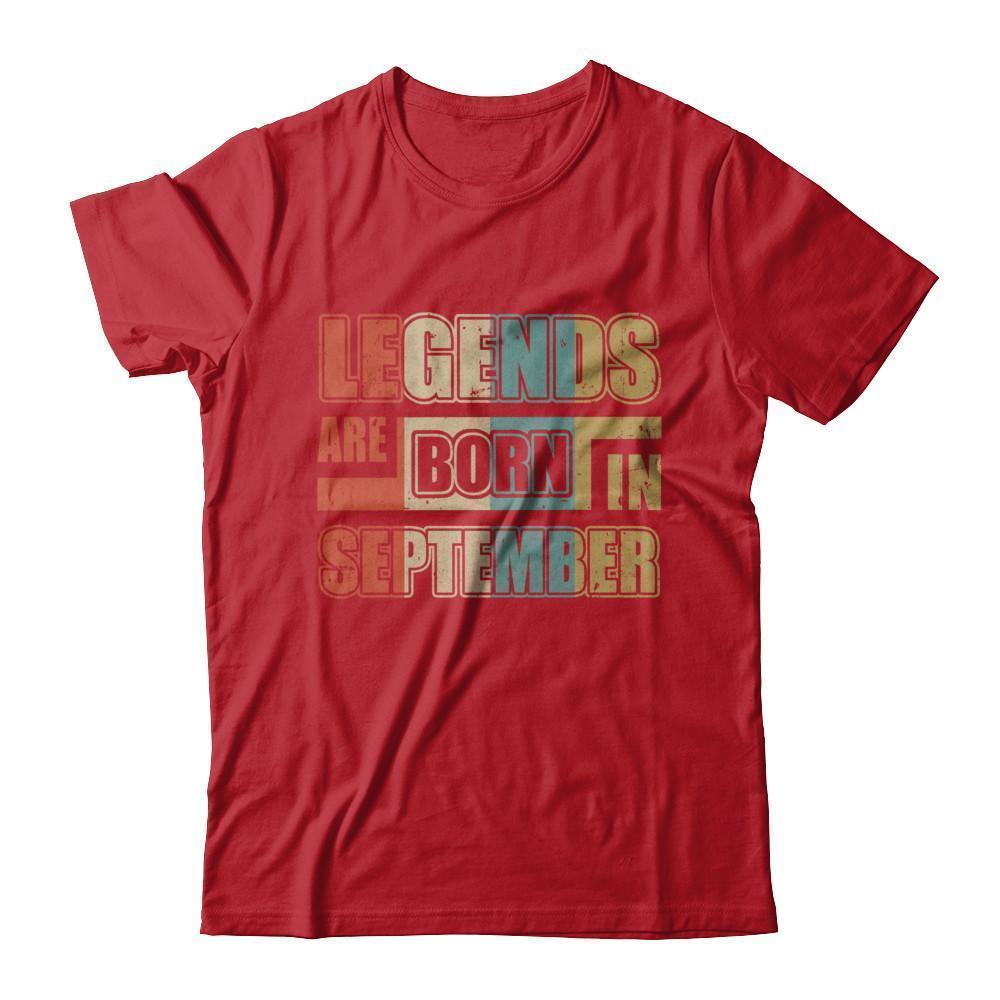 Classic Vintage Legends Are Born In September Birthday-T-Shirt & Hoodie-Classic T-Shirt-Red