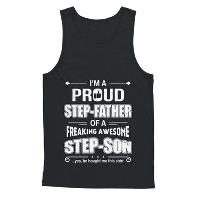 I'm A Proud Step-Father Of Awesome Step-Son Fathers Day-T-Shirt & Hoodie-Unisex Tank-Black