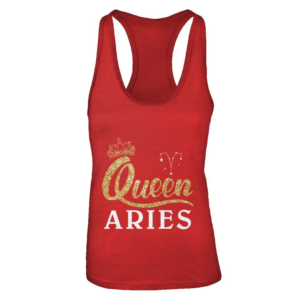 Queen Aries Zodiac March April Birthday Gift-T-Shirt & Tank Top-Women's Ideal Racerback Tank-Red