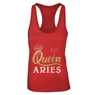 Queen Aries Zodiac March April Birthday Gift-T-Shirt & Tank Top-Women's Ideal Racerback Tank-Red