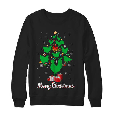 Funny Chicken Merry Christmas Tree Ugly Sweater-T-Shirt & Sweatshirt-Crewneck Sweatshirt-Black