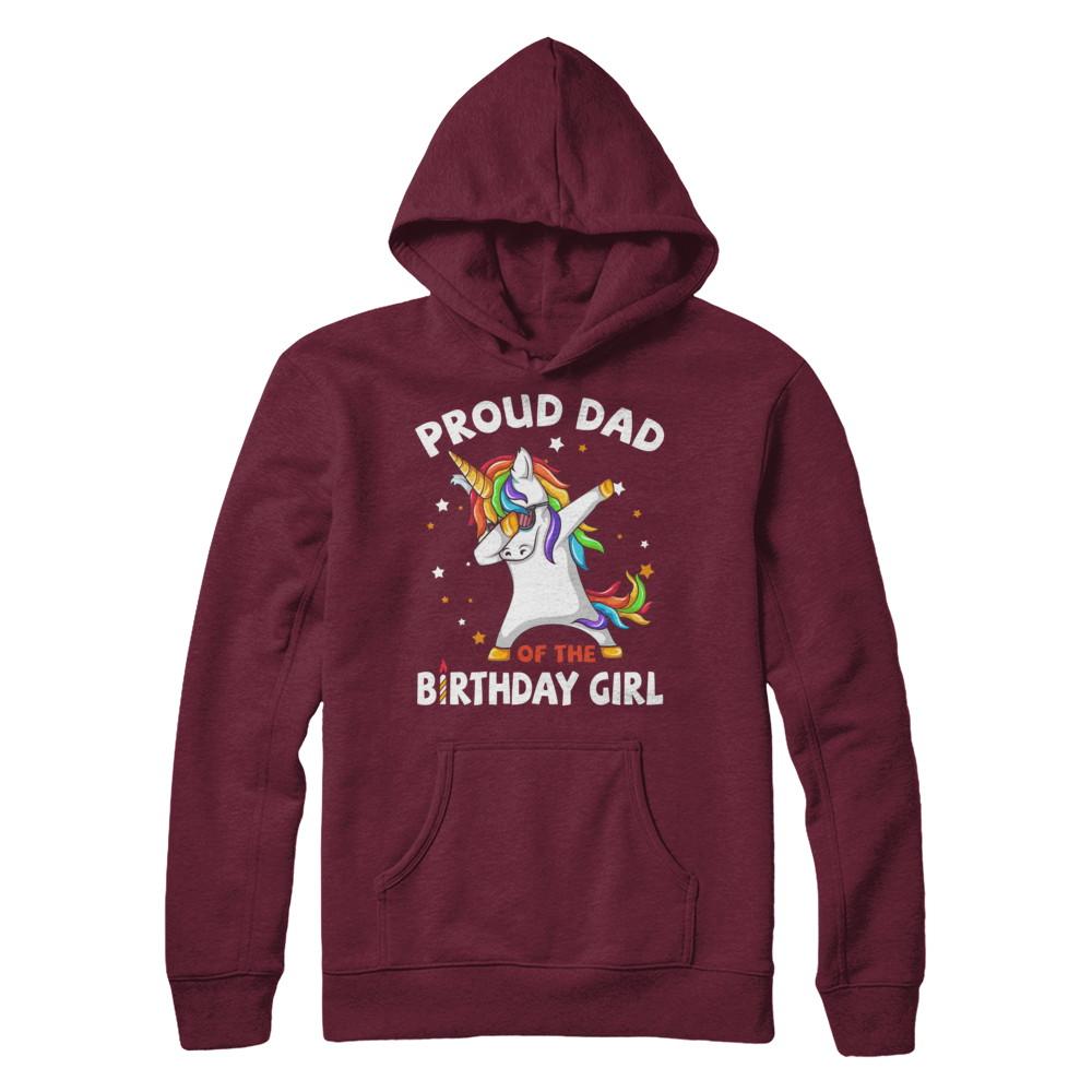Proud Dad Of The Birthday Girl Unicorn Fathers Day-T-Shirt & Hoodie-Hanes - Heavyweight Pullover Hoodie-Maroon