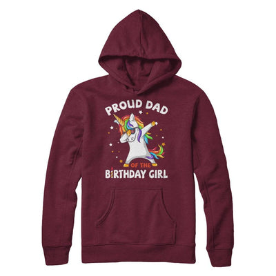 Proud Dad Of The Birthday Girl Unicorn Fathers Day-T-Shirt & Hoodie-Hanes - Heavyweight Pullover Hoodie-Maroon