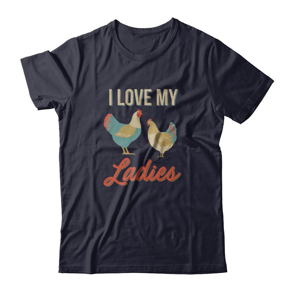 Vintage Retro I Love My Ladies Funny Chicken Farmer-T-Shirt & Tank Top-Premium T-Shirt-Midnight Navy