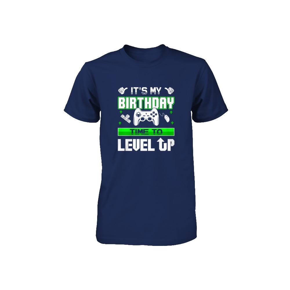 It's My Birthday Time To Level Up Youth-Youth Shirt-Youth T-Shirt-Navy