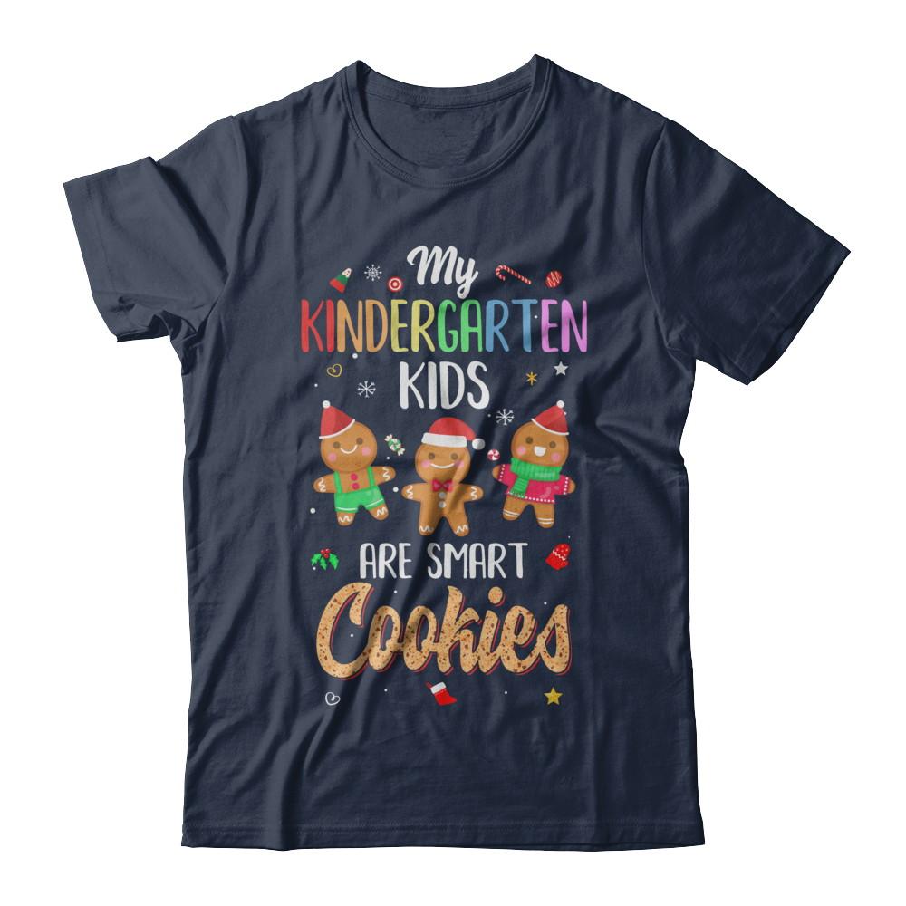 Teacher My Kindergarten Kids Are Smart Cookies Christmas-T-Shirt & Sweatshirt-Classic T-Shirt-Navy