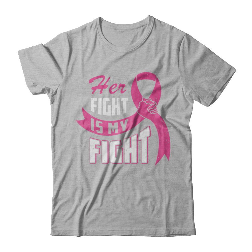 Her Fight is My Fight Breast Cancer Awareness Pink Ribbon-T-Shirt & Hoodie-Premium T-Shirt-Heather Gray