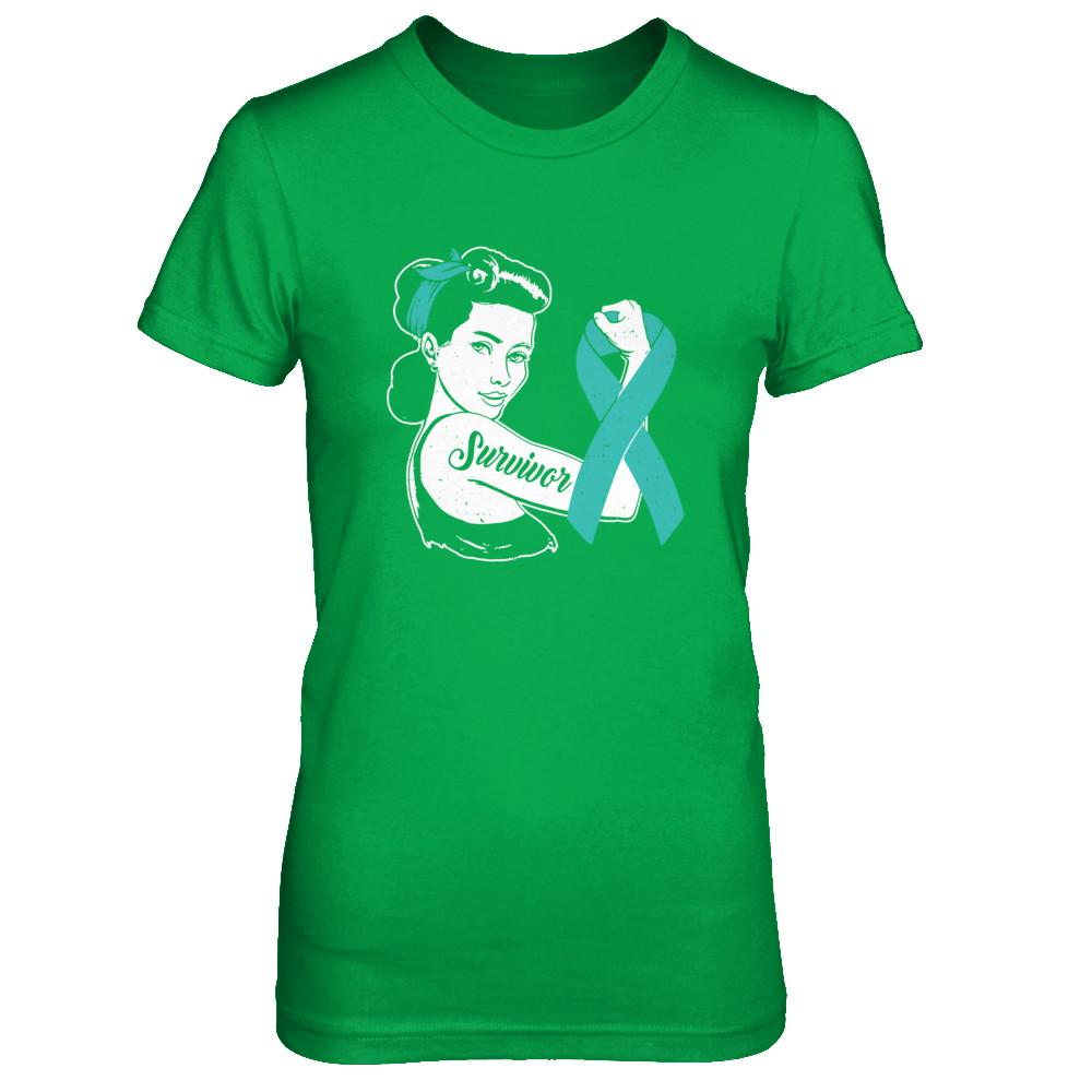 We Can Cure It Ovarian Cancer Teal Awareness Survivor-T-Shirt & Hoodie-Women's T-Shirt-Irish Green