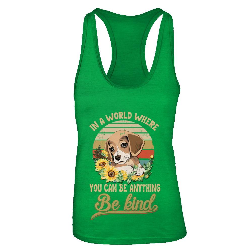 In A World Where You Can Be Anything Be Kind Beagle Sunflow-T-Shirt & Tank Top-Women's Ideal Racerback Tank-Kelly Green