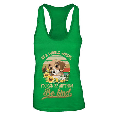In A World Where You Can Be Anything Be Kind Beagle Sunflow-T-Shirt & Tank Top-Women's Ideal Racerback Tank-Kelly Green