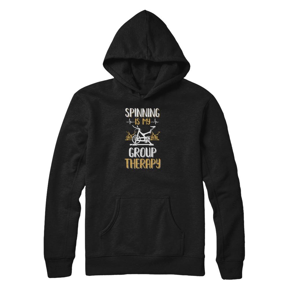 Fitness Gym Mom Spinning Is My Group Therapy-T-Shirt & Tank Top-Pullover Hoodie-Black