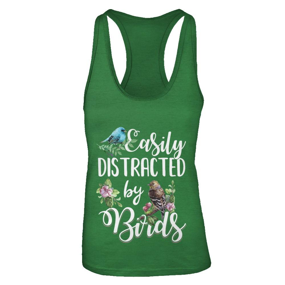 Easily Distracted By Birds-T-Shirt & Tank Top-Women's Ideal Racerback Tank-Kelly Green