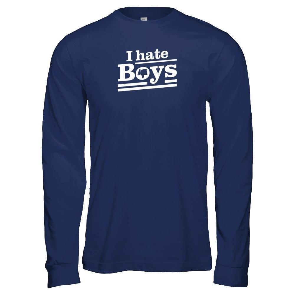 I Hate Boys-T-Shirt & Tank Top-Long Sleeve T-Shirt-Navy