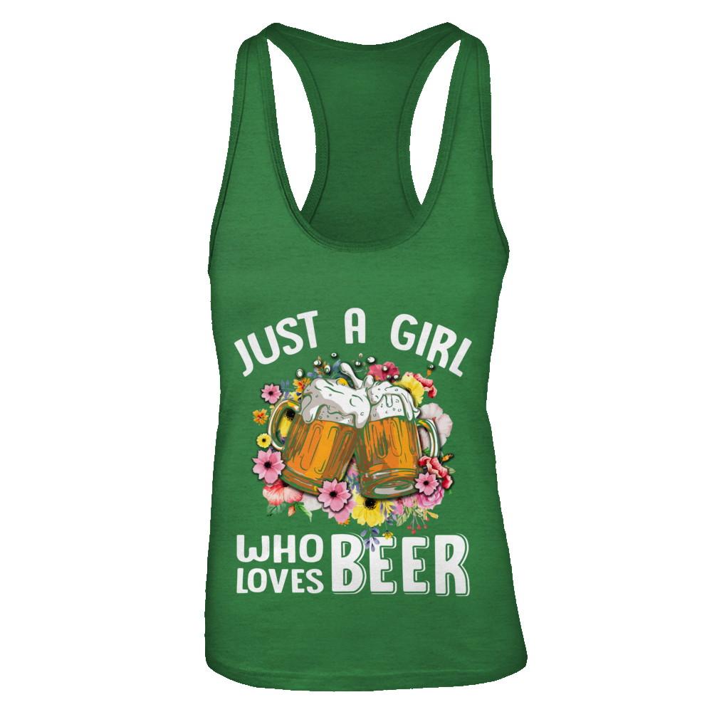 Just A Woman Who Loves Beer-T-Shirt & Tank Top-Women's Ideal Racerback Tank-Kelly Green