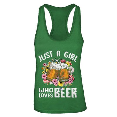 Just A Woman Who Loves Beer-T-Shirt & Tank Top-Women's Ideal Racerback Tank-Kelly Green