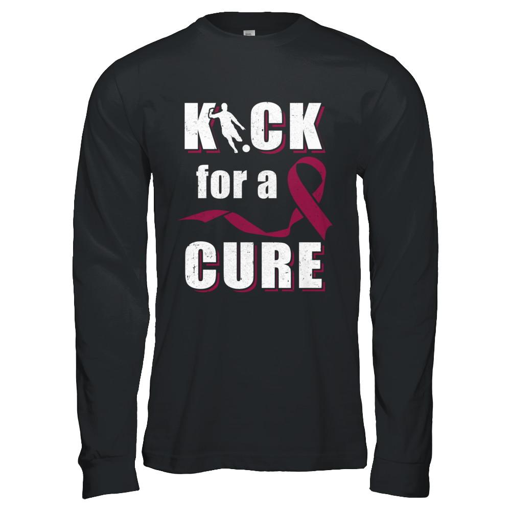 Kick For A Cure Soccer Multiple Myeloma Awareness-T-Shirt & Hoodie-Long Sleeve T-Shirt-Black