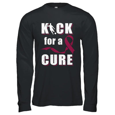 Kick For A Cure Soccer Multiple Myeloma Awareness-T-Shirt & Hoodie-Long Sleeve T-Shirt-Black