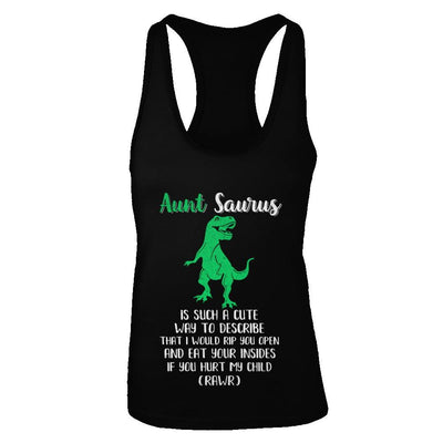 Aunt Saurus Is Such A Cute Way To Describe Aunt Gift-T-Shirt & Tank Top-Women's Ideal Racerback Tank-Black