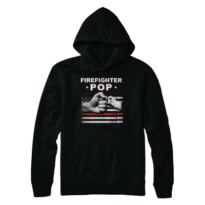 Firefighter Fireman Pop American Flag Fathers Day-T-Shirt & Hoodie-Pullover Hoodie-Black