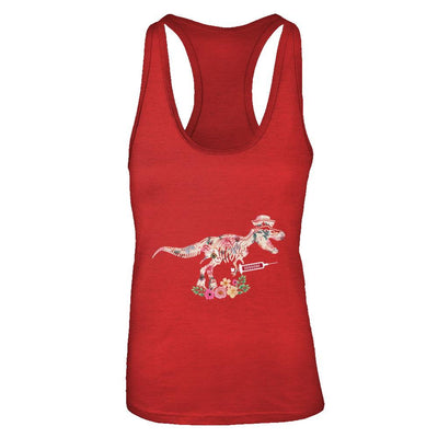 Nursing Nurse Saurus Dinosaur T-Rex-T-Shirt & Tank Top-Women's Ideal Racerback Tank-Red