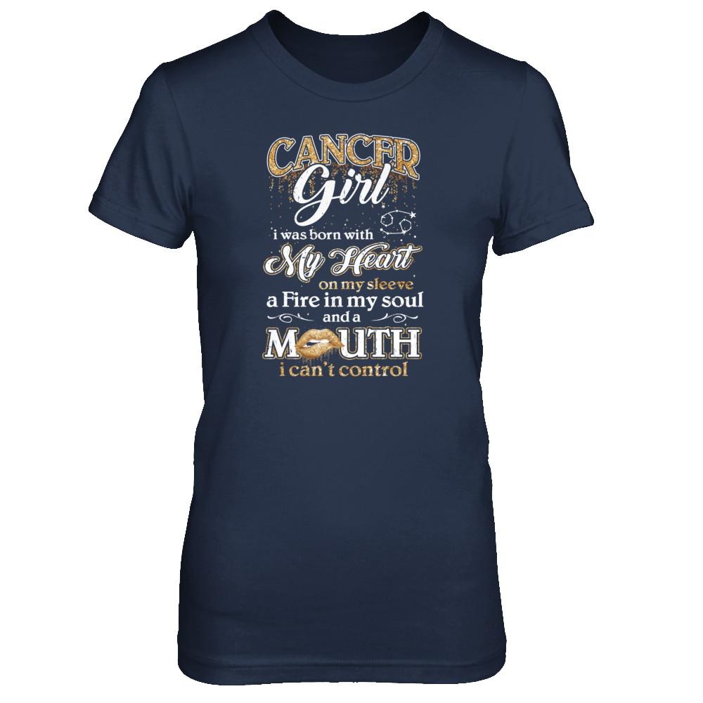 I'm A Cancer Girl Lipstick June July Funny Zodiac Birthday-T-Shirt & Tank Top-Women's T-Shirt-Navy