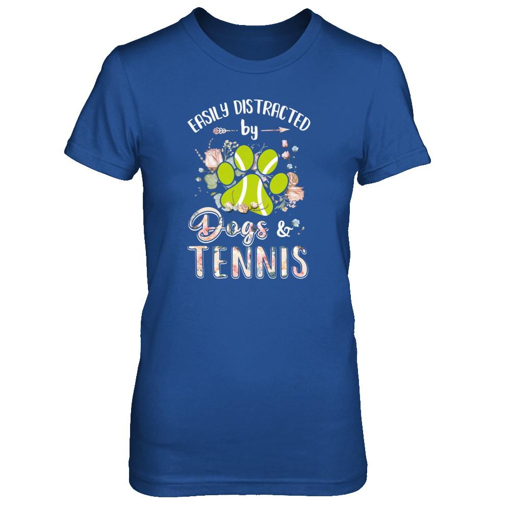 Easily Distracted By Dogs And Tennis-T-Shirt & Tank Top-Women's T-Shirt-Royal