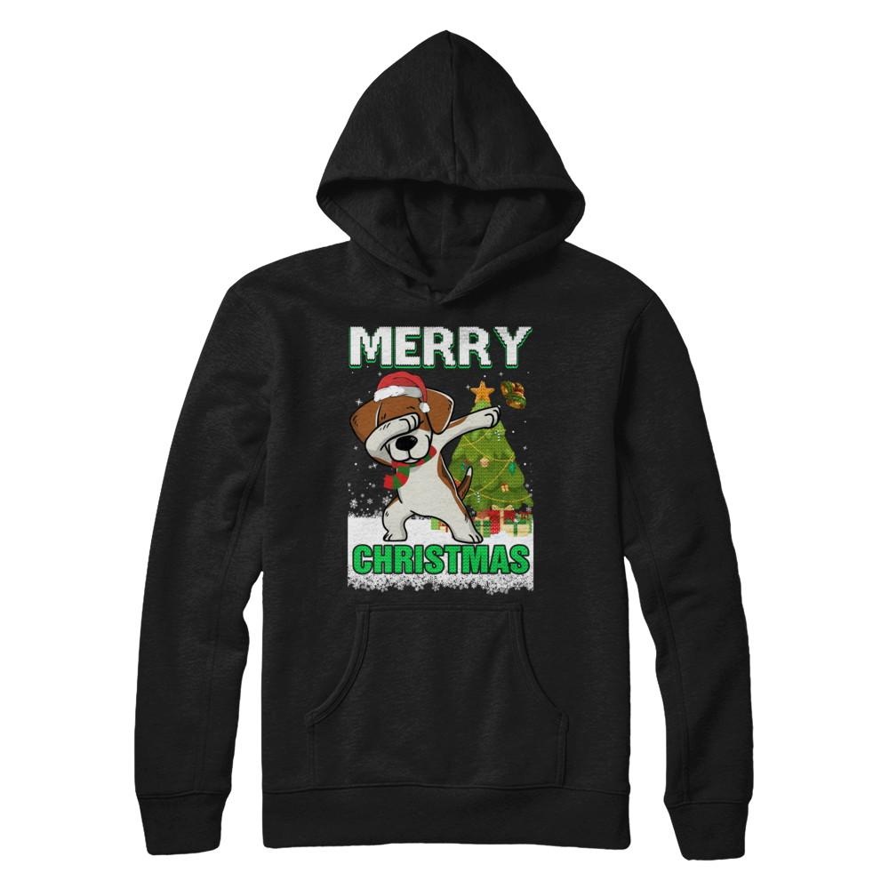 Cute Beagle Claus Merry Christmas Ugly Sweater-T-Shirt & Sweatshirt-Pullover Hoodie-Black