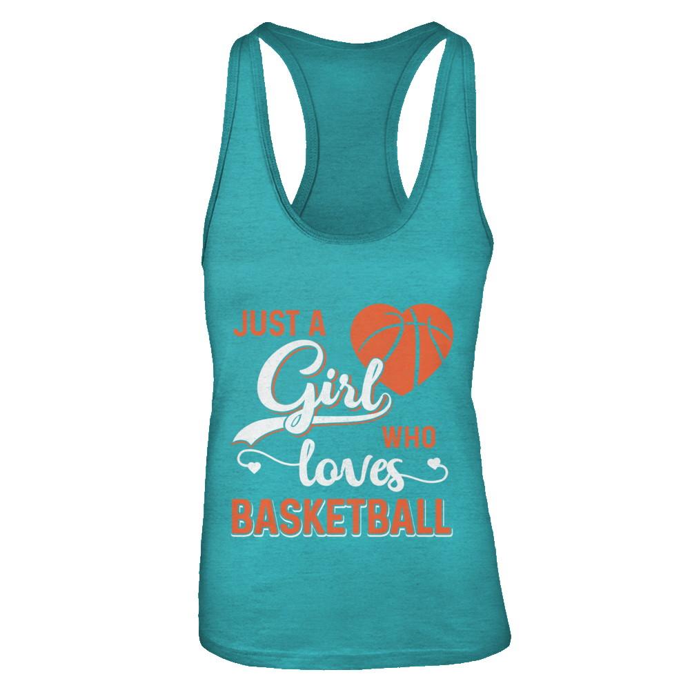 Just A Girl Who Loves Basketball-T-Shirt & Tank Top-Women's Ideal Racerback Tank-Tahiti Blue