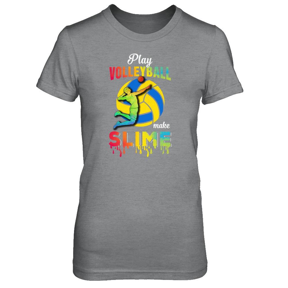Play Volleyball Make Slime Watercolor For Girl Women-T-Shirt & Tank Top-Women's T-Shirt-Sport Grey