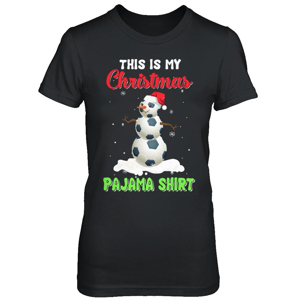 This Is My Christmas Pajama Xmas Snowman Soccer-T-Shirt & Sweatshirt-Women's T-Shirt-Black