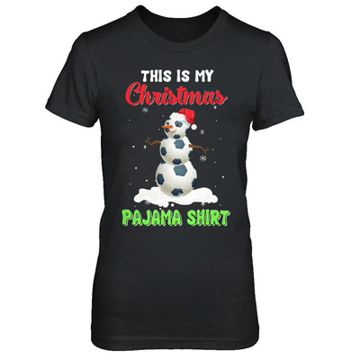 This Is My Christmas Pajama Xmas Snowman Soccer-T-Shirt & Sweatshirt-Women's T-Shirt-Black