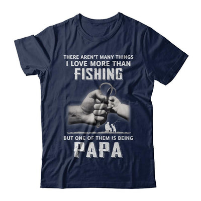 I Love More Than Fishing Being Papa Funny Fathers Day-T-Shirt & Hoodie-Classic T-Shirt-Navy