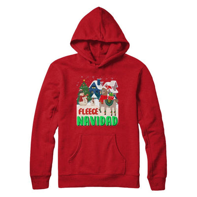 Fleece Navidad Llama Christmas Gifts Spanish-T-Shirt & Sweatshirt-Pullover Hoodie-Red