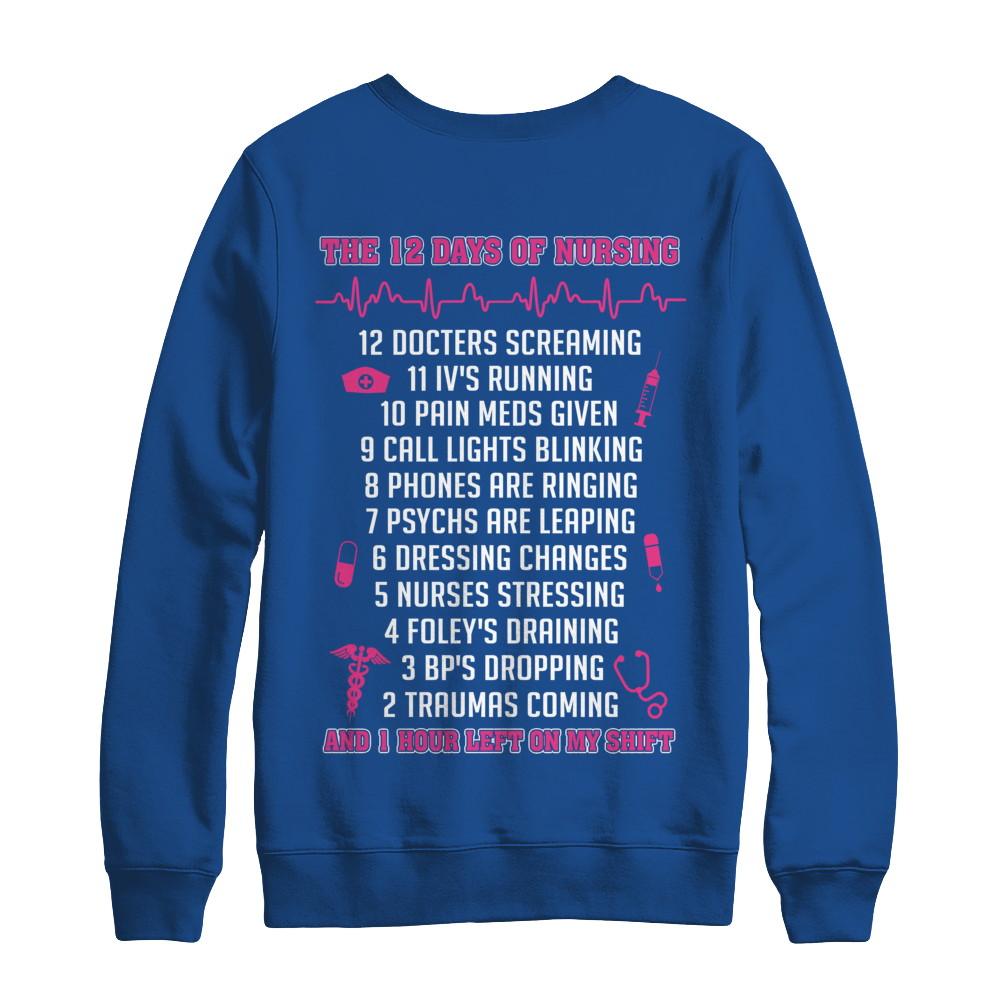 Nurse 12 Days Of Nursing Funny-T-Shirt & Sweatshirt-Crewneck Sweatshirt-Royal