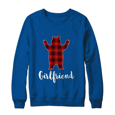 Red Girlfriend Bear Buffalo Plaid Family Christmas Pajamas-T-Shirt & Sweatshirt-Crewneck Sweatshirt-Deep Royal