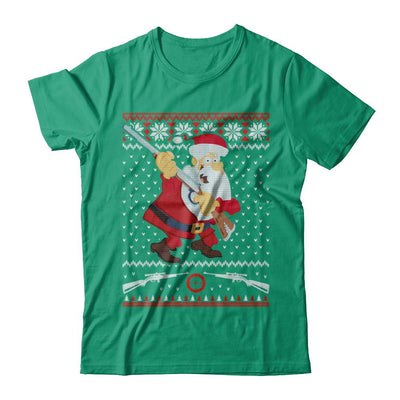 Santa Gun Hunting Ugly Christmas Sweater Funny-T-Shirt & Sweatshirt-Classic T-Shirt-Kelly Green