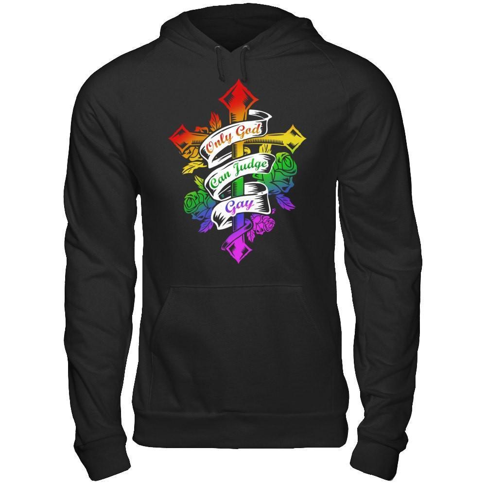 Only God Can Judge Gay-T-Shirt & Hoodie-Pullover Hoodie-Black
