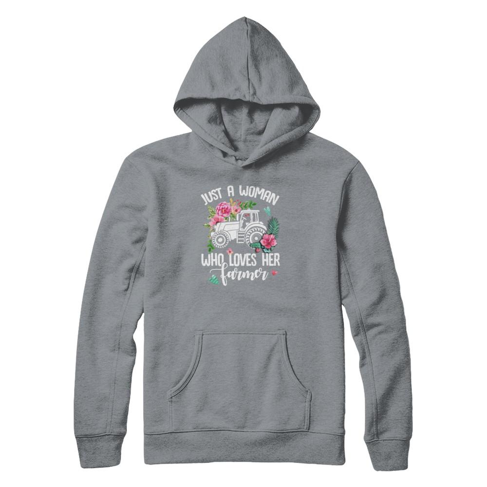 Just A Woman Who Loves Her Farmer-T-Shirt & Tank Top-Pullover Hoodie-Light Steel