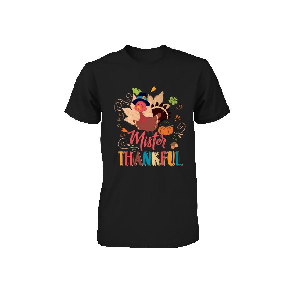 Cute Mister Thankful Turkey Thanksgiving Youth-Youth Shirt-Toddler T-Shirt-Black